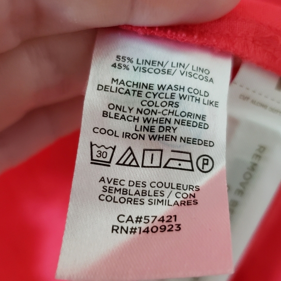 LOFT Coral Drop Waist Linen Dress Size Medium Ruffle Flounce Hem Sleeveless - Picture 5 of 5